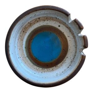 Denby Potter's Wheel ashtray or bowl with a blue center glaze.
